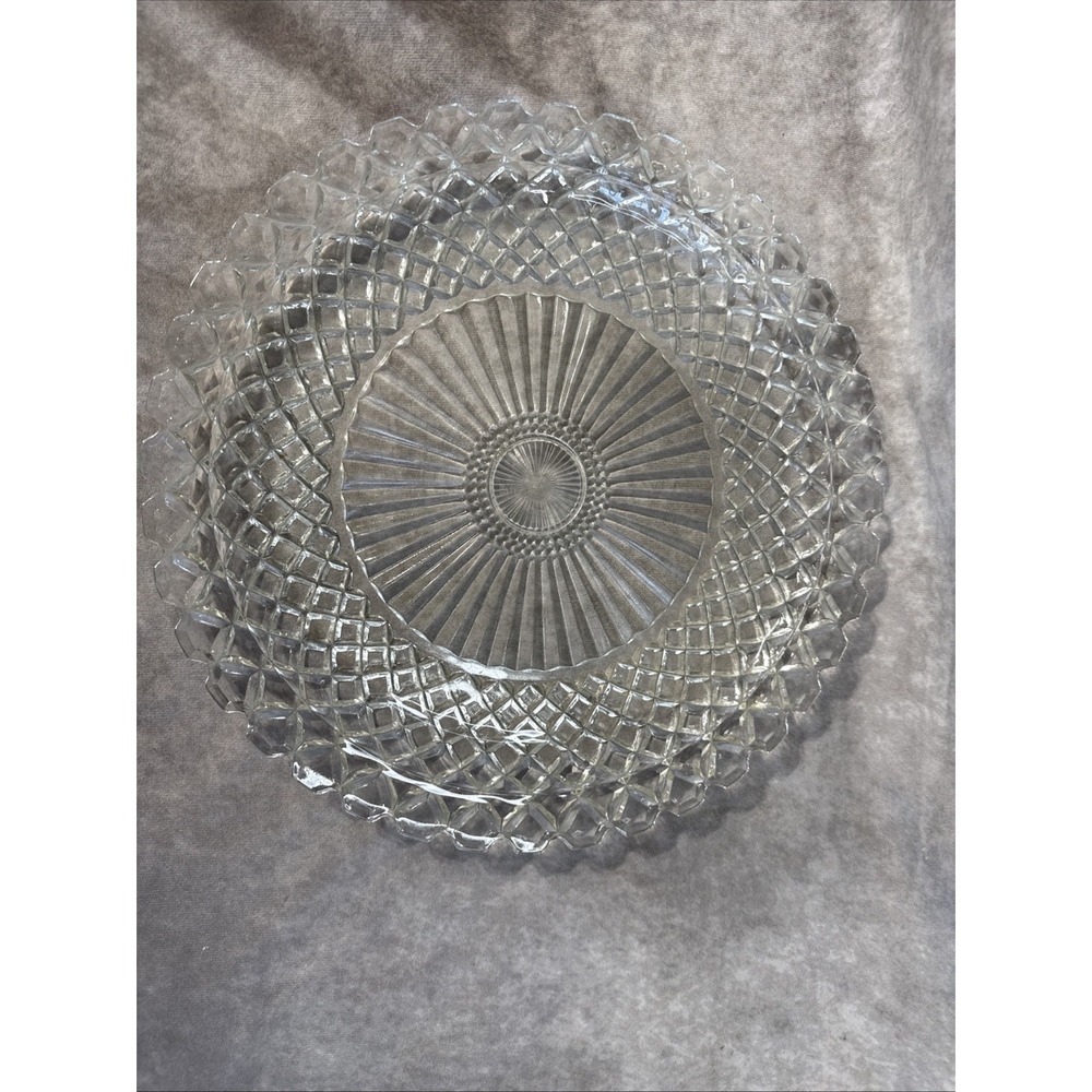 Anchor‎ Hawking Waterford Waffle Pattern Pressed Glass Serving Platter 14"